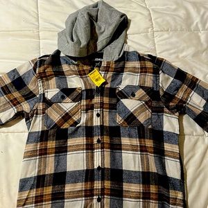 Brand new boys button down flannel Hoodie
